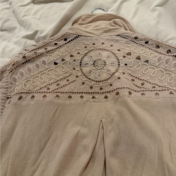 Free People Arctic Circle Crochet-Sleeve Knit Maxi Jacket XS - Picture 6 of 8